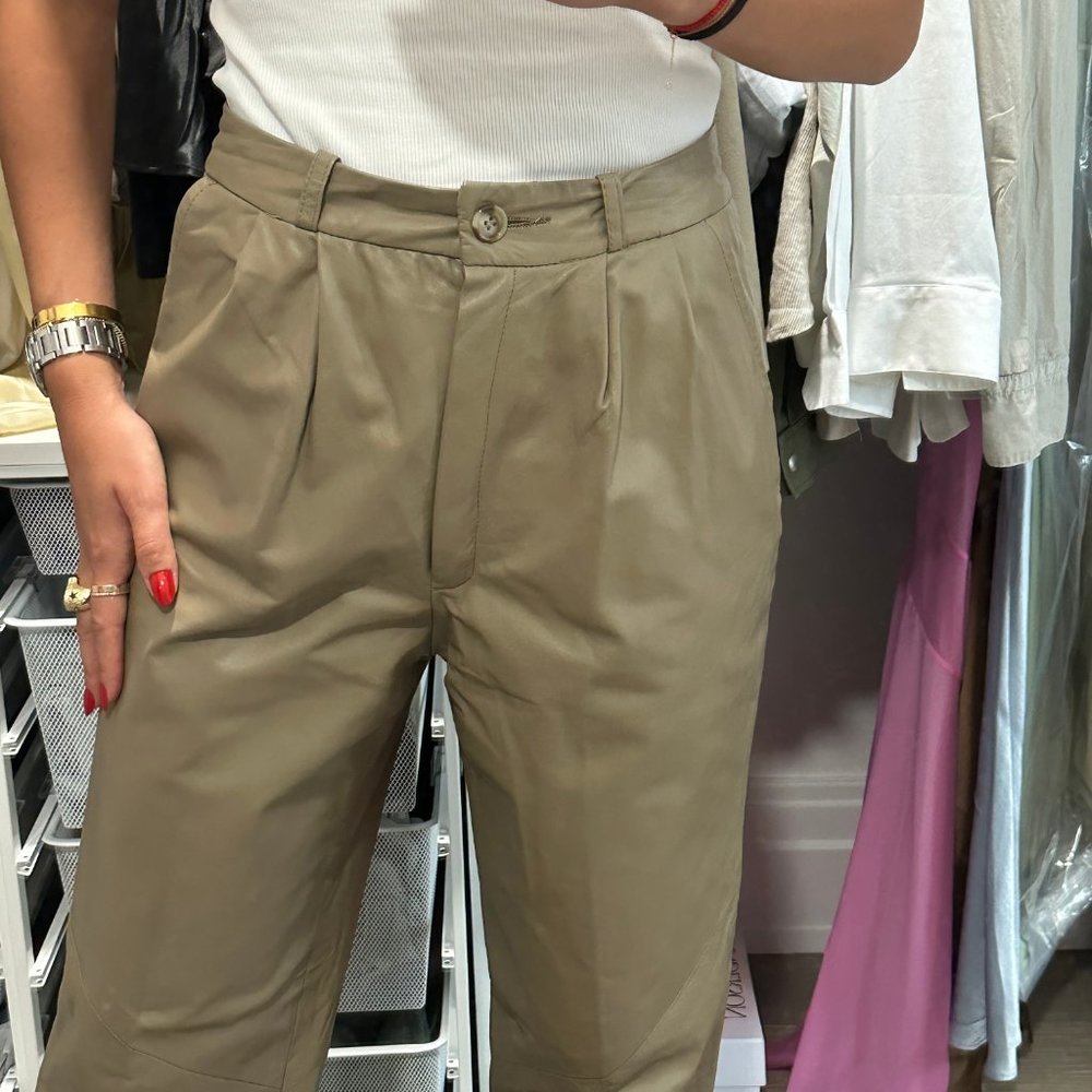 Vintage Beige Leather Pants Gem